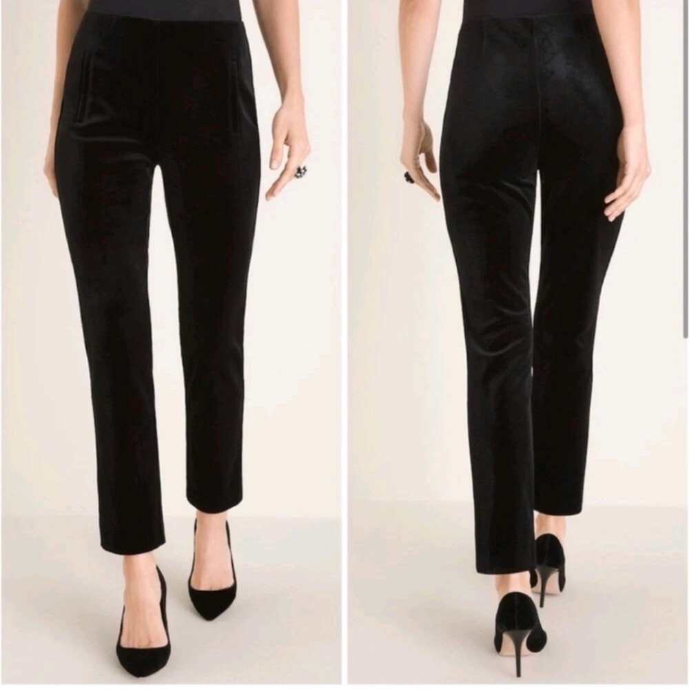 CHICO'S Juliet So-Slimming Velvet Pull-On Ankle Pant, Black 8 US/ 1 CHICO'S